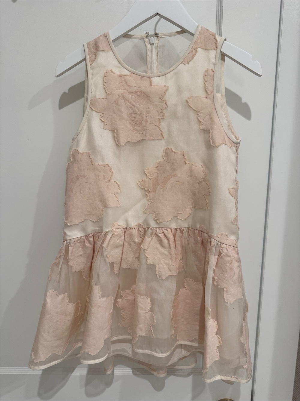 Tibi Pink White Silk Cotton Sleeveless Floral Tank Top size 2